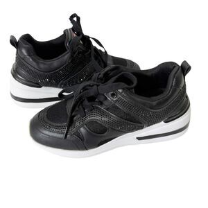 Red Women’s Black White Embellished Rhinestone Sparkle Platform Sneaker Size 8